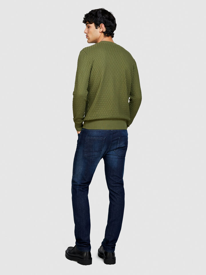 Solid colored sweater - men's crew neck sweaters - Military Green | Sisley image number 3